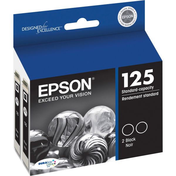 EPST125120D2 Epson 125 Black Twin-Pack Ink Cartridges (T125120-D2)