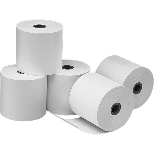 PMC09862 PM Company Single Ply Cash Register/POS Rolls, 3 1/4" x 240 ft., White, 5/Pack