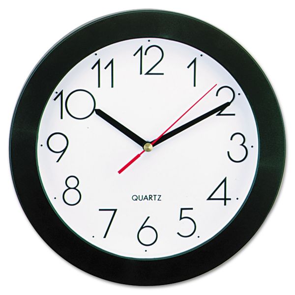 UNV10421 Universal Round Wall Clock, 9 3/4", Black