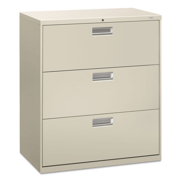 HON683LQ HON 600 Series Three-Drawer Lateral File, 36w x 19-1/4d, Light Gray