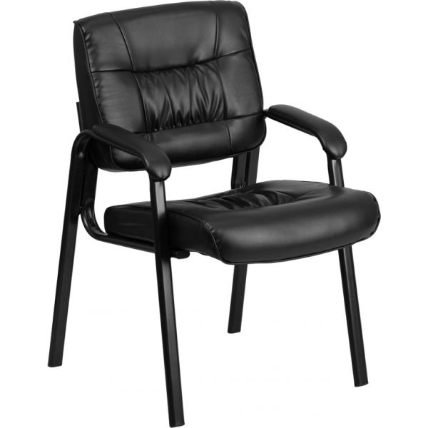 FHFBT1404GG Flash Furniture Black Leather Guest Chair