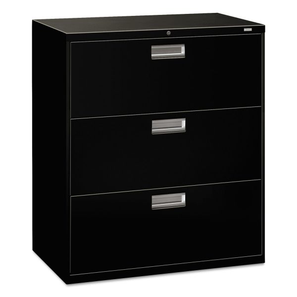 HON683LP HON 600 Series Three-Drawer Lateral File, 36w x 19-1/4d, Black