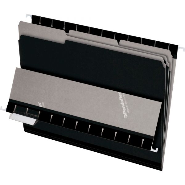 PFX421013BLA Pendaflex Interior File Folders, 1/3 Cut Top Tab, Letter, Black 100/Box