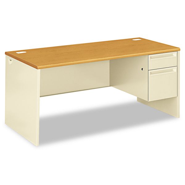 HON38291RCL HON 38000 Series Right Pedestal Desk, 66w x 30d x 29-1/2h, Harvest/Putty