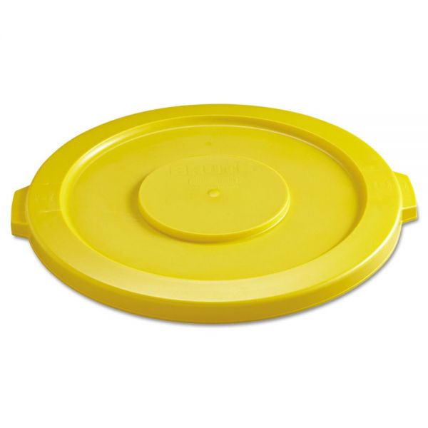 RCP2631YEL Rubbermaid Commercial Round Flat Top Lid, for 32-Gallon Round Brute Containers, 22 1/4", dia., Yellow