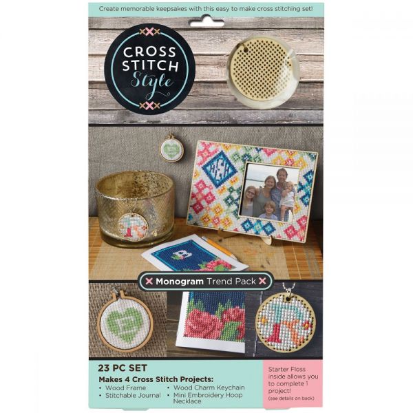 NOTM291417 Wood Monogram Trend Pack Punched For Cross Stitch Kit