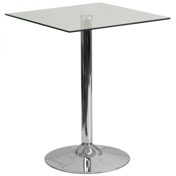 FHFCH4GG Flash Furniture 23.75'' Square Glass Table with 30''H Chrome Base