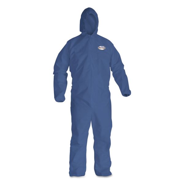 KCC58513 KleenGuard* A20 Elastic Back Wrist/Ankle Hooded Coveralls, Large, Blue, 24/Carton