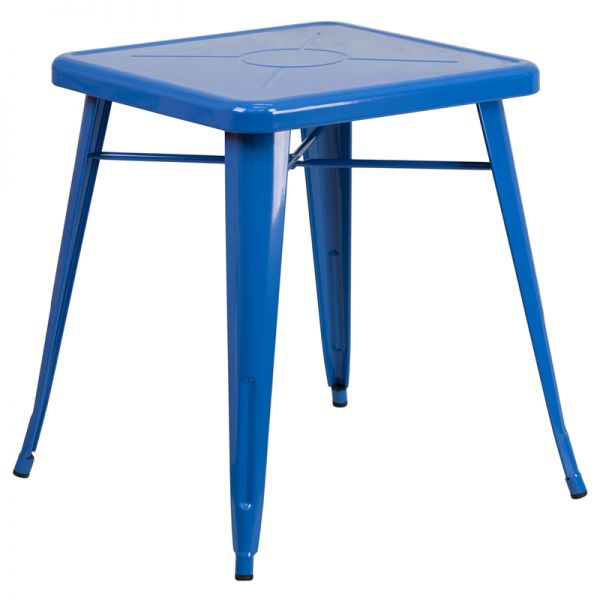FHFCH3133029BLGG Flash Furniture 23.75'' Square Blue Metal Indoor-Outdoor Table
