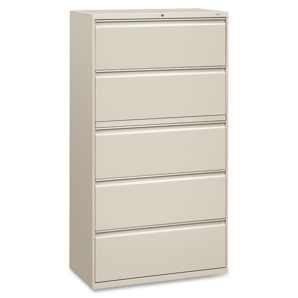 HON885LQ HON 800 Series Five-Drawer Lateral File, Letter/LegalA4, Roll-Out/Posting Shelves, 36 x 67, Lt Gray