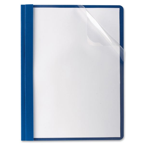 OXF58802 Oxford Premium Paper Clear Front Cover, 3 Fasteners, Letter, Blue, 25/Box