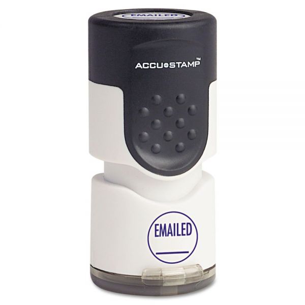 COS035655 ACCUSTAMP Pre-Inked Round Stamp, EMAILED, 5/8" dia, Blue
