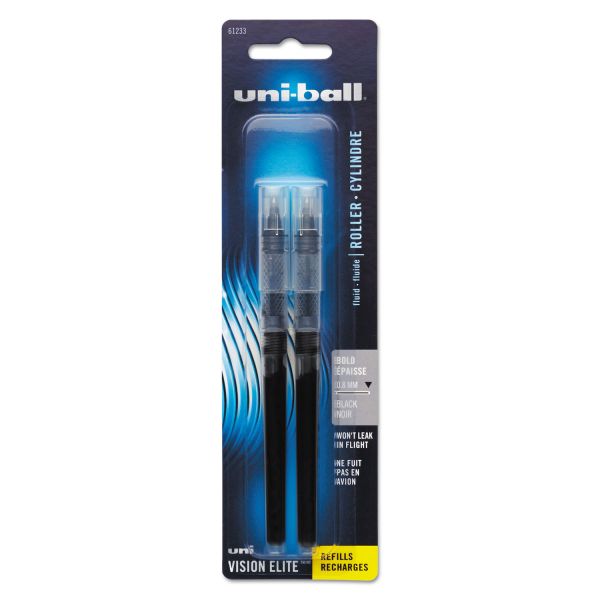 SAN61233PP uni-ball Refill for uni-ball Vision Elite Roller Ball, Bold, Black Ink, 2/Pack