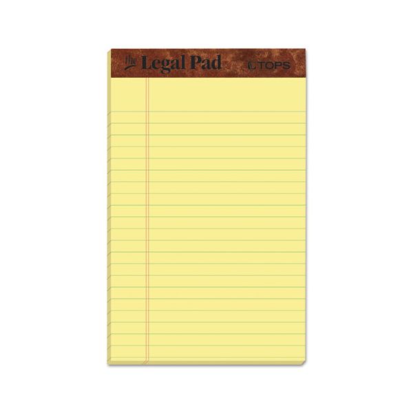 TOP7501 TOPS "The Legal Pad" Ruled Perforated Pads, 5 x 8, Canary, 50 Sheets, Dozen
