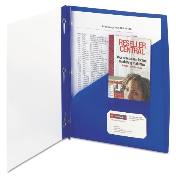 SMD86011 Smead Clear Front Poly Report Cover With Tang Fasteners, 8-1/2 x 11, Blue, 5/Pack