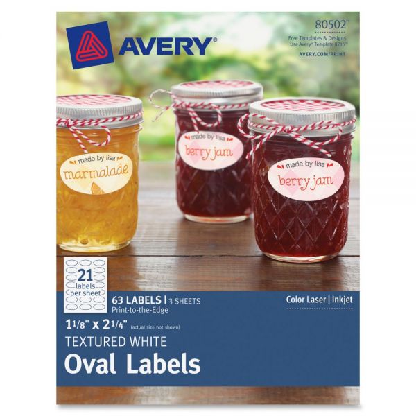 AVE80502 Avery Textured White Oval Labels