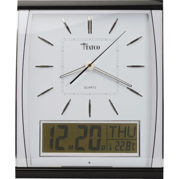 TCO59130 Tatco LCD Inset Elegant Rectangular Wall Clock