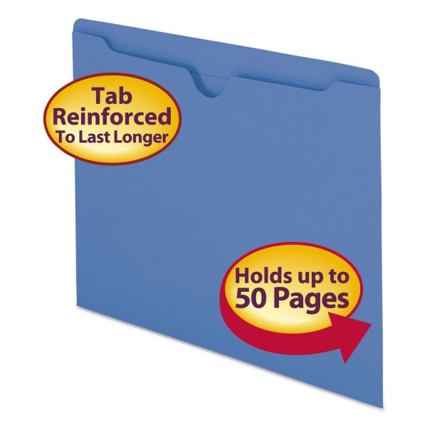 SMD75502 Smead Colored File Jackets w/Reinforced 2-Ply Tab, Letter, 11pt, Blue, 100/Box