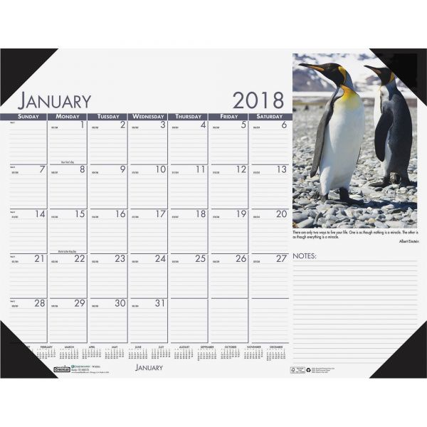 HOD1726 House of Doolittle Beautiful Wildlife Photographic Monthly Desk Pad Calendar
