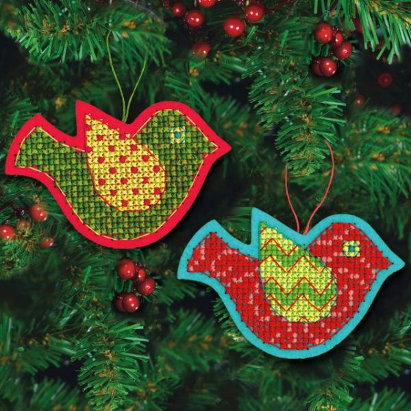 NOTM394924 Jolly Bird Ornaments Felt Counted Cross Stitch Kit
