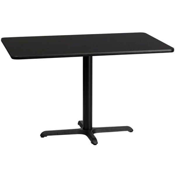 FHFXUBLKTB3048T2230GG Flash Furniture 30'' x 48'' Rectangular Black Laminate Table Top with 22'' x 30'' Table Height Base