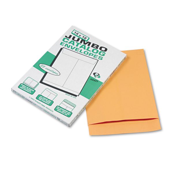 QUA42354 Quality Park Jumbo Size Kraft Envelope, 14 x 18, Brown Kraft, 25/Pack