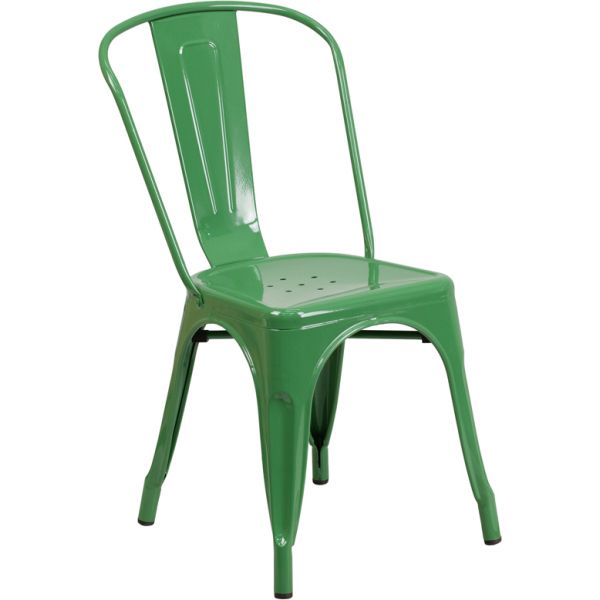 FHFCH31230GNGG Flash Furniture Green Metal Indoor-Outdoor Stackable Chair