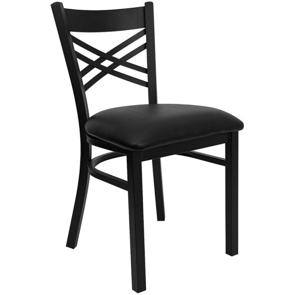 FHFXU6FOBXBKBLKVGG Flash Furniture ''X'' Back Metal Restaurant Chair