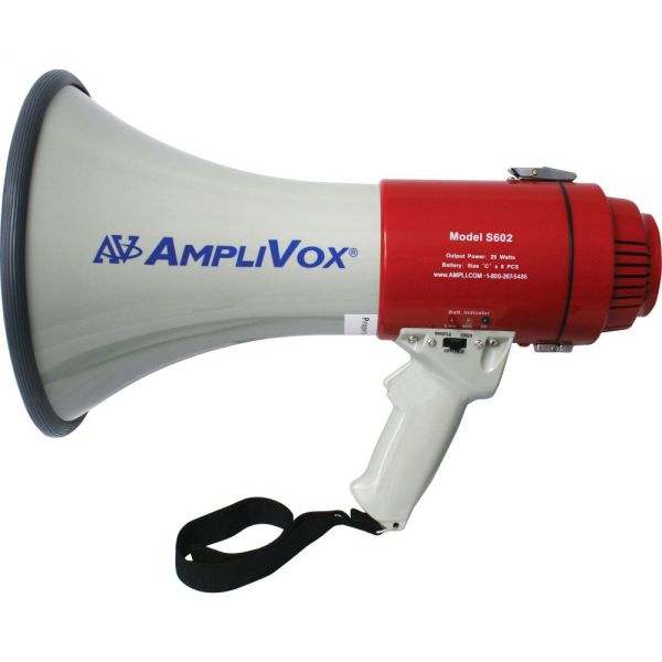 APLS602 AmpliVox 25W Piezo Dynamic Megaphone, Pistol Grip, Wrist Strap, 2 lbs., 1-Mile Range
