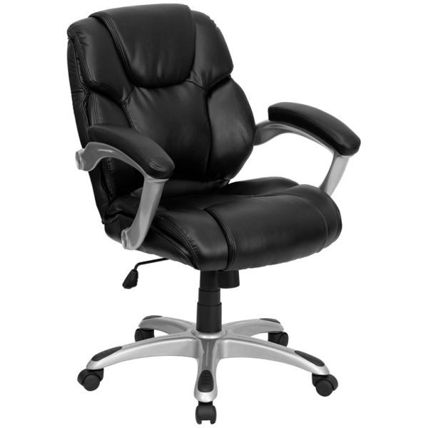 FHFGO931HMIDBKGG Flash Furniture Mid-Back Leather Task Chair