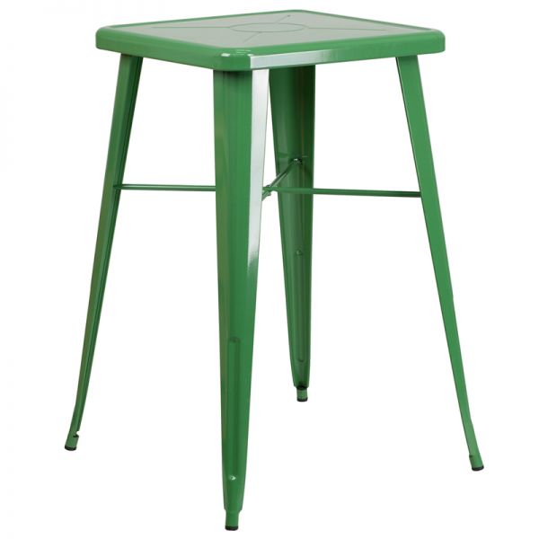 FHFCH31330GNGG Flash Furniture 23.75'' Square Green Metal Indoor-Outdoor Bar Height Table