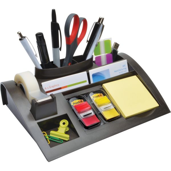 MMMC50 Post-it Notes Dispenser with Weighted Base, Plastic, 10 1/4" x 6 3/4" x 2 3/4", Black