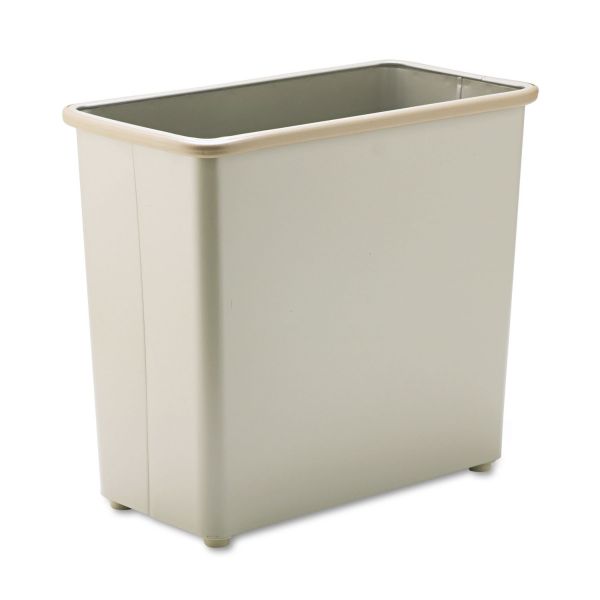 SAF9616SA Safco Rectangular Wastebasket, Steel, 27.5qt, Sand