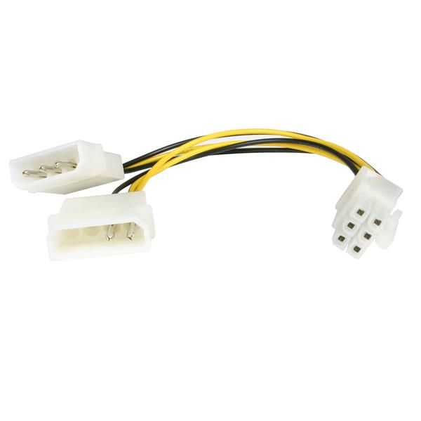 SYNX495788 StarTech.com 6in LP4 to 6 Pin PCI Express Video Card Power Cable Adapter - 6 pin internal power (M) - 4 pin ATX12V (M) - 15.2 cm