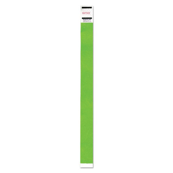 AVT91122 Advantus Crowd Management Wristband, Sequential Numbers, 9 3/4 x 3/4, Neon Green, 500/PK