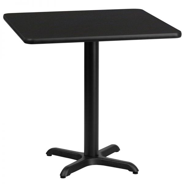 FHFXUBLKTB3030T2222GG Flash Furniture 30'' Square Black Laminate Table Top with 22'' x 22'' Table Height Base