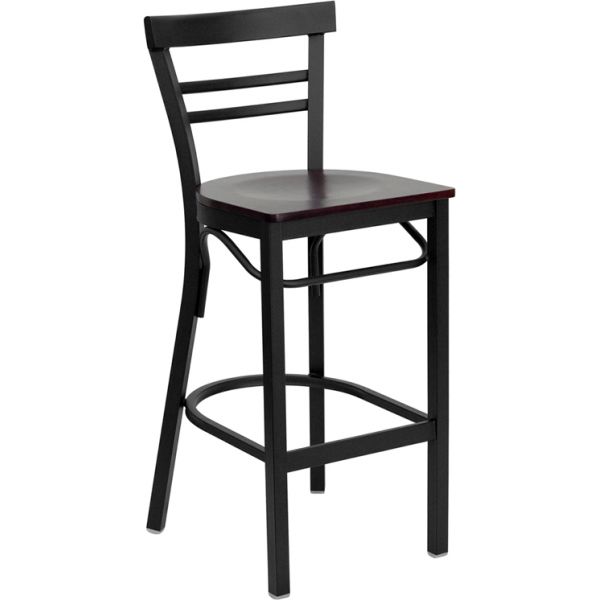 FHFXUDG6R9BLADBARMAHWGG Flash Furniture HERCULES Series Ladder Back Barstool
