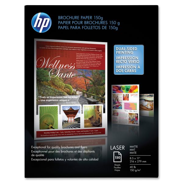HEWQ6543A HP Color Laser Brochure Paper, 98 Brightness, 40lb, 8-1/2 x 11, White, 150 Shts/Pk