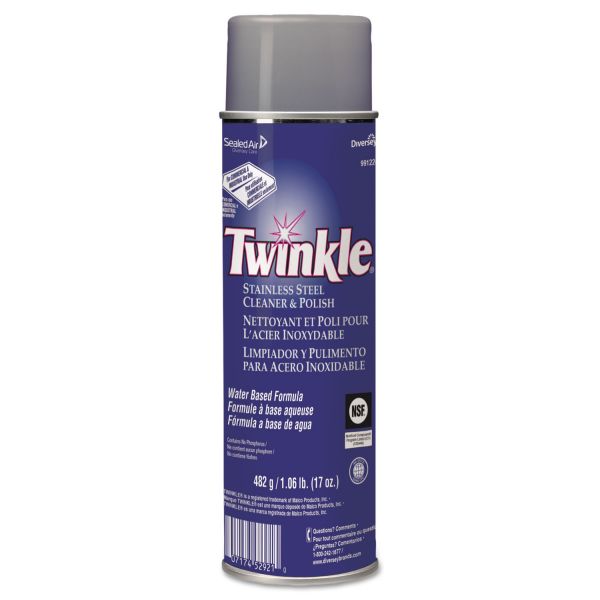 DVO991224 Twinkle Stainless Steel Cleaner & Polish, 17oz Aerosol, 12/Carton