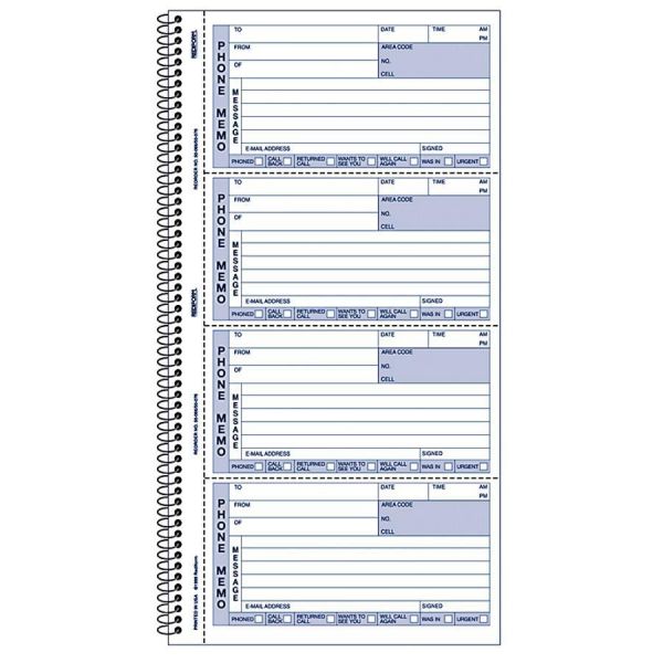 RED50076 Rediform Telephone Message Book, 5 x 2 3/4, Two-Part Carbonless, 400 Sets