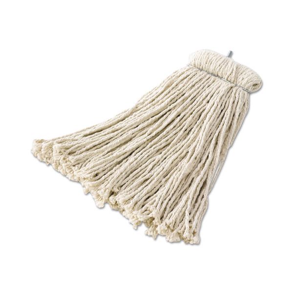 RCPF168 Rubbermaid Commercial Premium Bolt-On Cut-End Mop Head, Cotton, 24oz, White, 12/Carton