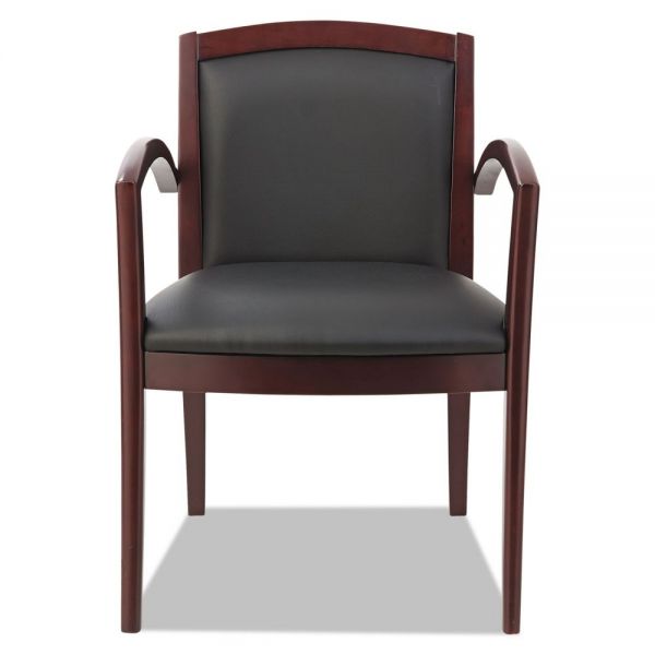 ALERL5219M Alera Reception Lounge 500 Series Arch Solid Wood Chair, Mahogany/Black Leather