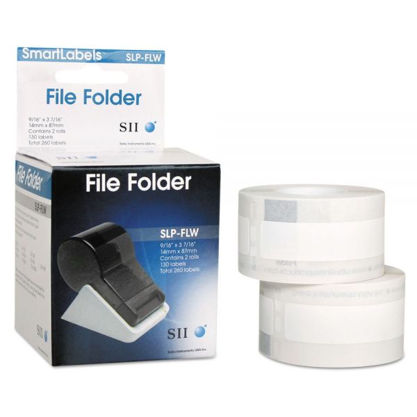 SKPSLPFLW Seiko Self-Adhesive File Folder Labels, 9/16 x 3-7/16, White, 260/Box