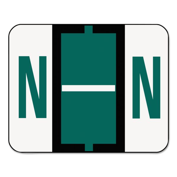 SMD67084 Smead A-Z Color-Coded Bar-Style End Tab Labels, Letter N, Dark Green, 500/Roll