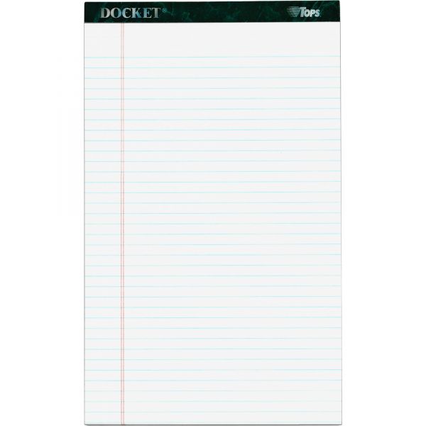 TOP63590 TOPS Docket Ruled Perforated Pads, 8 1/2 x 14, White, 50 Sheets, Dozen