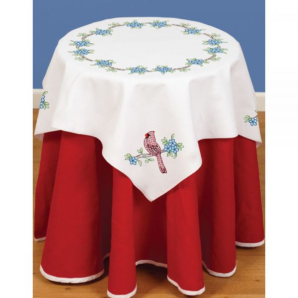 NOTM051964 Jack Dempsey Stamped White Perle Edge Table Topper