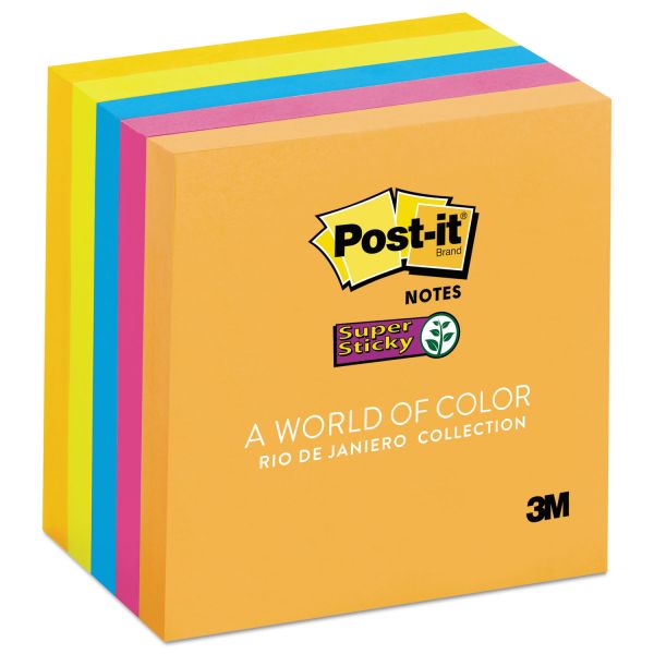 MMM6545SSUC Post-it Notes Super Sticky Pads in Rio de Janeiro Colors, 3 x 3, 90-Sheet, 5/Pack
