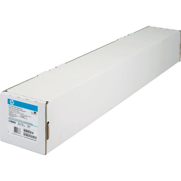 HEWC1860A HP Designjet Bright White Inkjet Paper, 4.7 mil, 24" x 150 ft, White