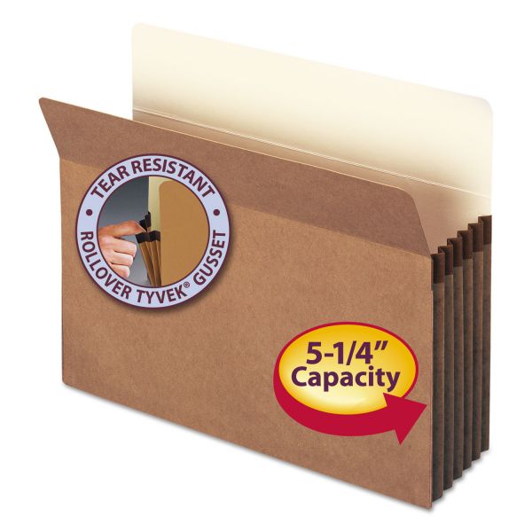 SMD73810 Smead 5 1/4" Exp File Pocket, Straight Tab, Letter, Manila/Redrope, 50/Bx