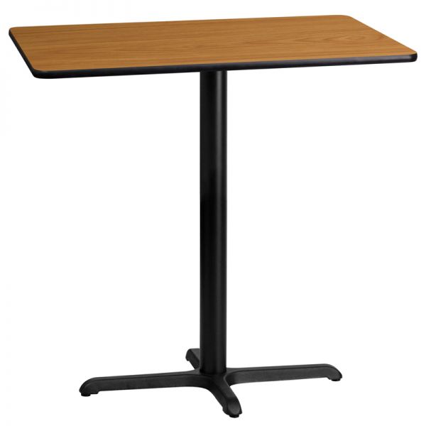 FHFXUNATTB2442T2230BGG Flash Furniture 24'' x 42'' Rectangular Natural Laminate Table Top with 22'' x 30'' Bar Height Table Base